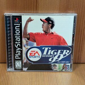 Tiger Woods 99 PGA Tour Golf Sony PlayStation 1 PS1  w/ South Park File - VGUC